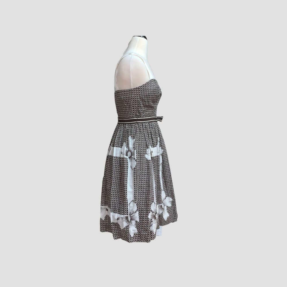 Anthropologie Edme & Esyllte Annona Brown White Bow pattern size 0 - Picture 3 of 11